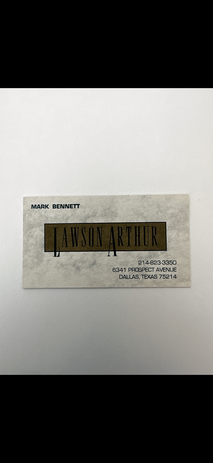 Original Mark Bennett Lawson Arthur business card