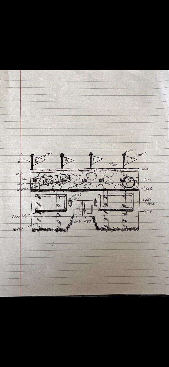Hand-drawn concept sketch for the Lawson Arthur storefront